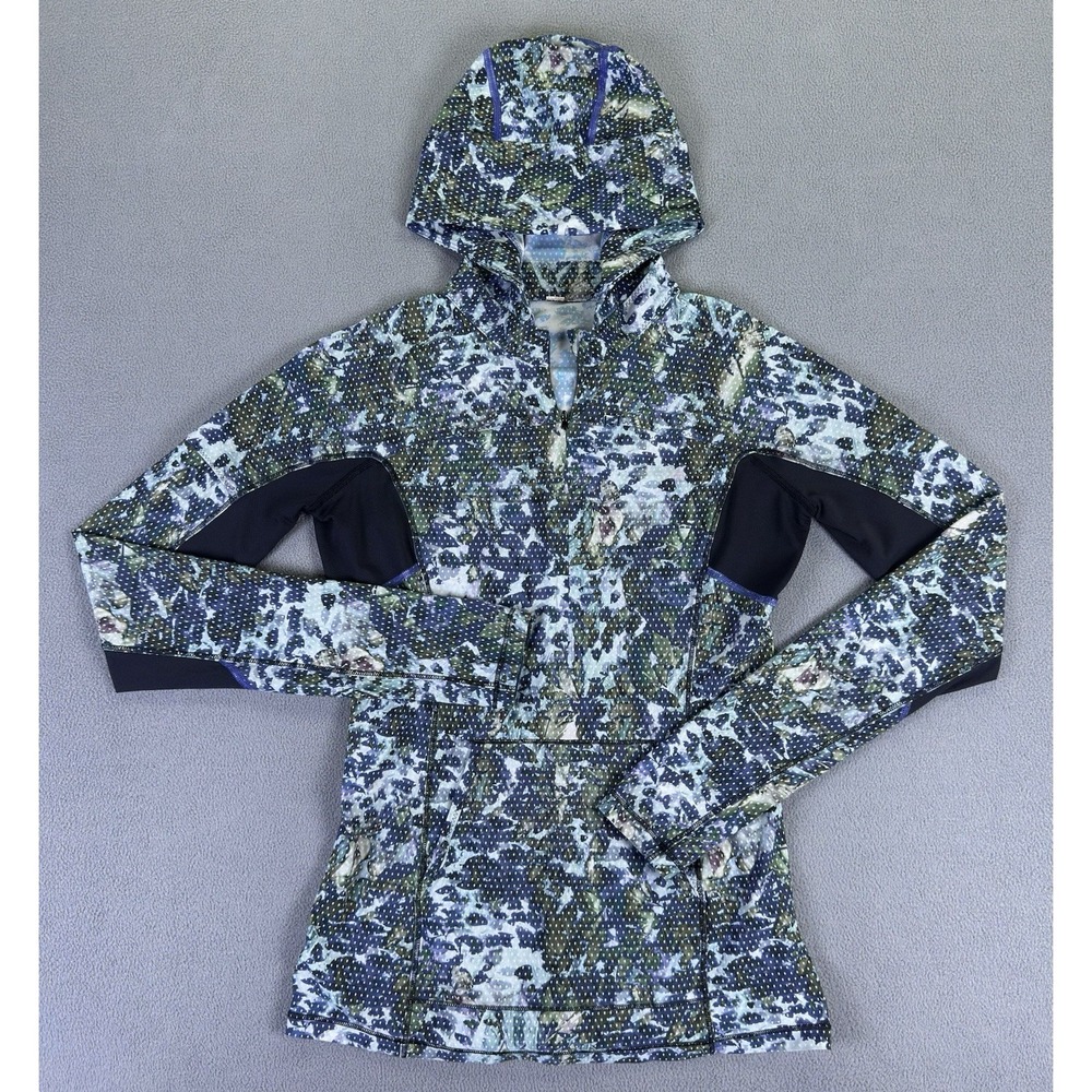 Lululemon‎ Hoodie Size 2 Blue Floral Sport White Multi Black Performance Running